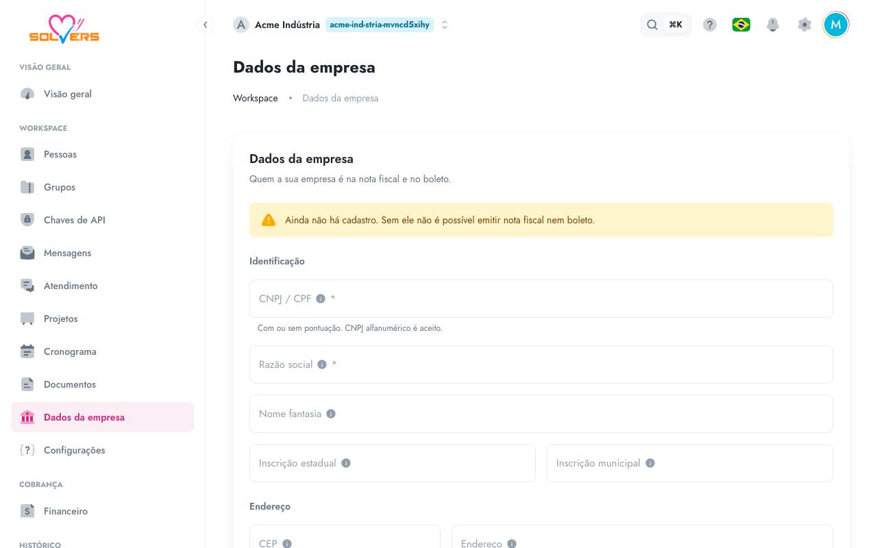 Dados da empresa